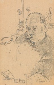Mustachioed Man Seated, Drinking in a Bar with Two Other Men in Hats by Walter Richard Sickert